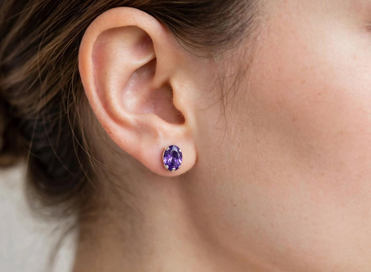 Luna Oval Crystal Studs