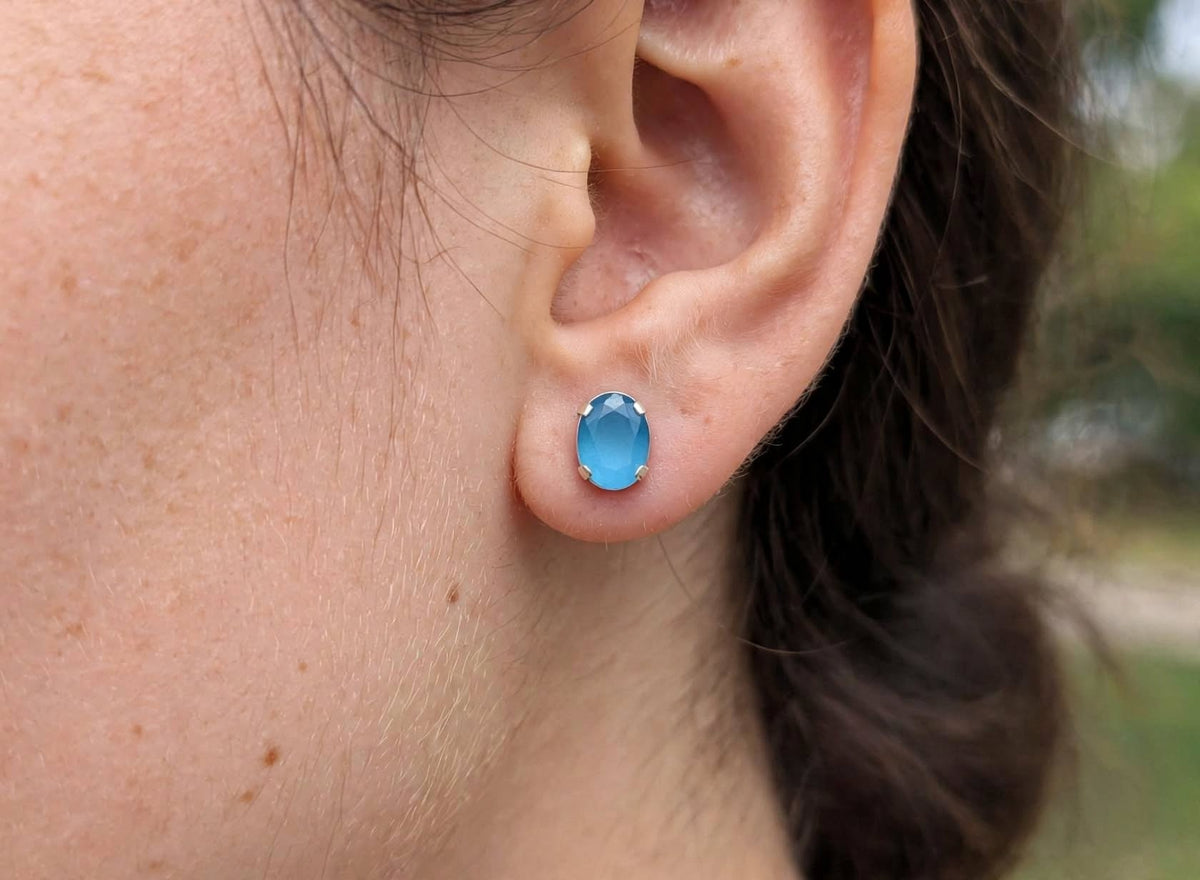 Luna Oval Crystal Studs