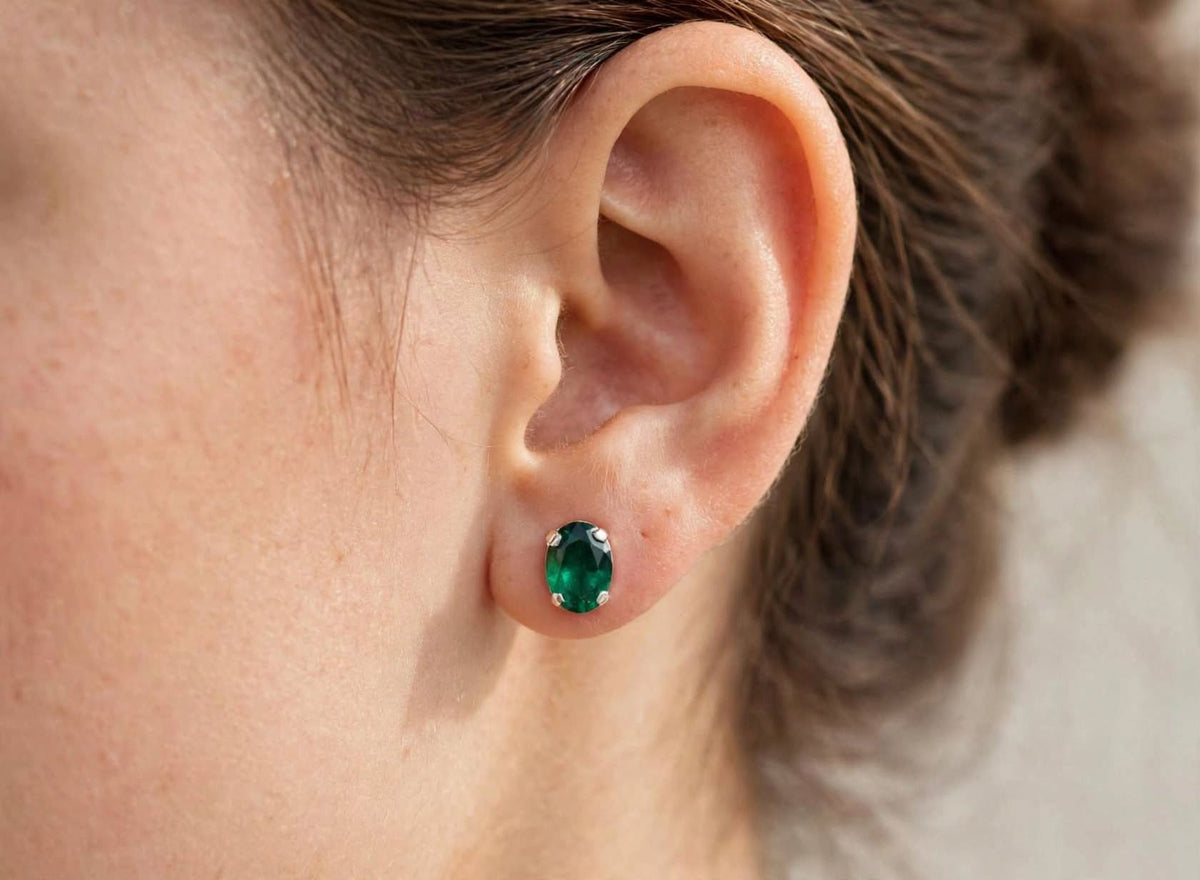 Luna Oval Crystal Studs