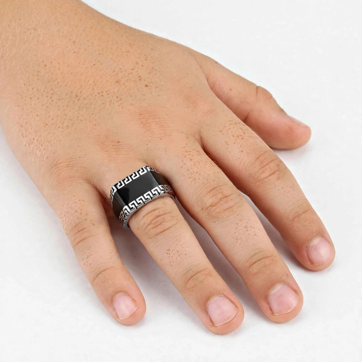 Titan Silver Black Enamel Ring
